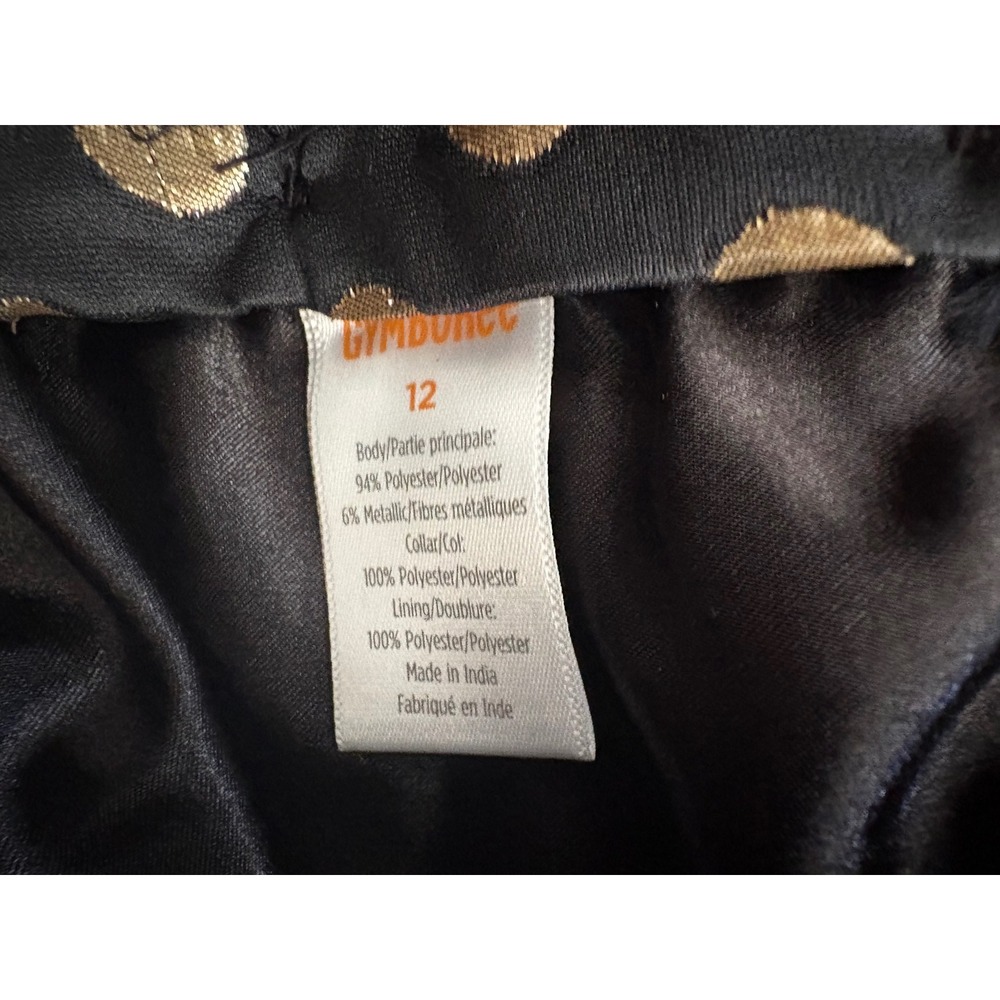 Gymboree Girls Black Gold Polka Dot Holiday Dress Velvet Collar Size 12 - Picture 6 of 7